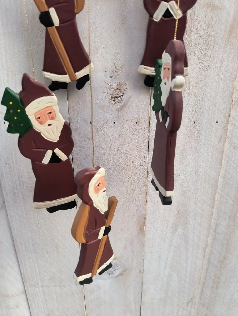 Vintage Wooden Christmas Windchimes Santa Clause Christmas Decor Fabri-Centers
